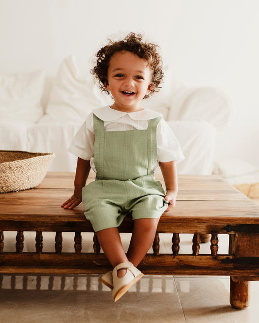 Linen Dungaree Shorts