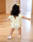 Load image into Gallery viewer, Ready-Made: Linen Lilly Bow Romper - Lemon