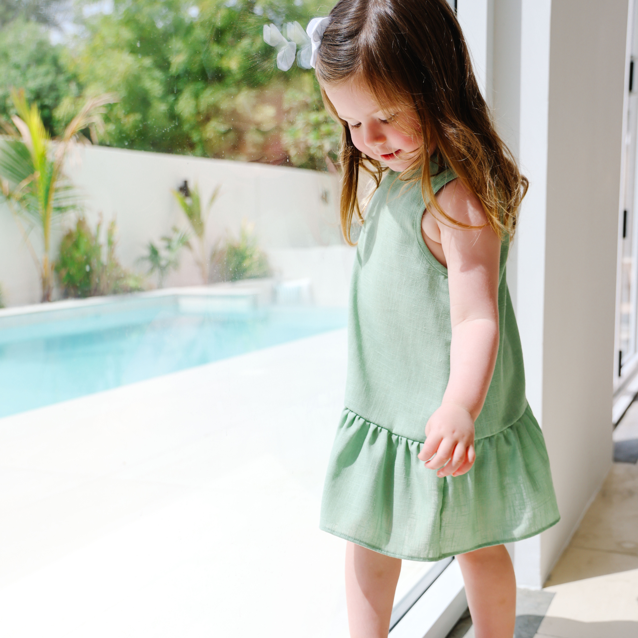 Linen Ruffle Hem Dress