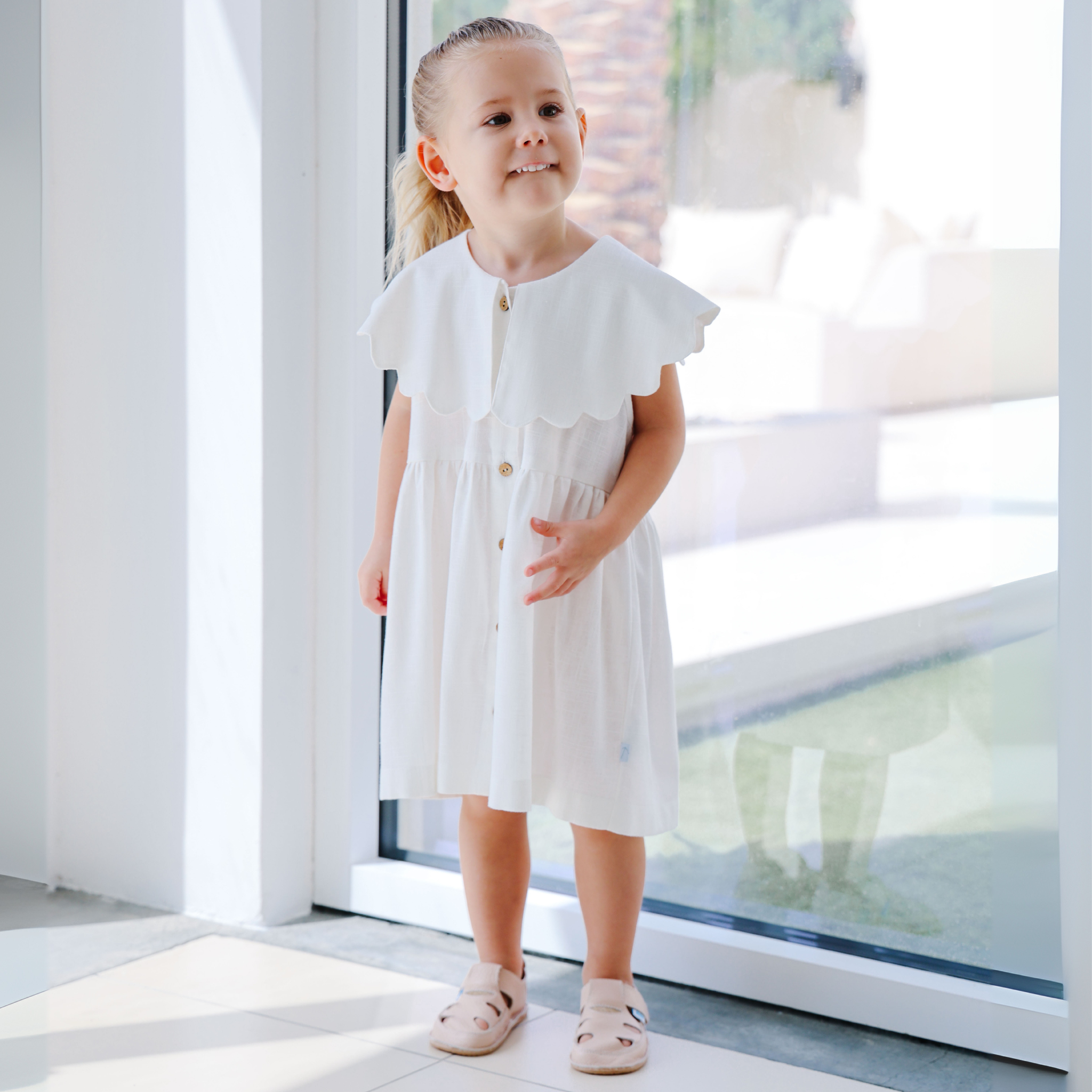 Linen Round Collar Dress