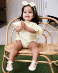 Load image into Gallery viewer, Ready-Made: Linen Lilly Bow Romper - Lemon