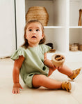 Load image into Gallery viewer, Linen Frill Sleeve Romper