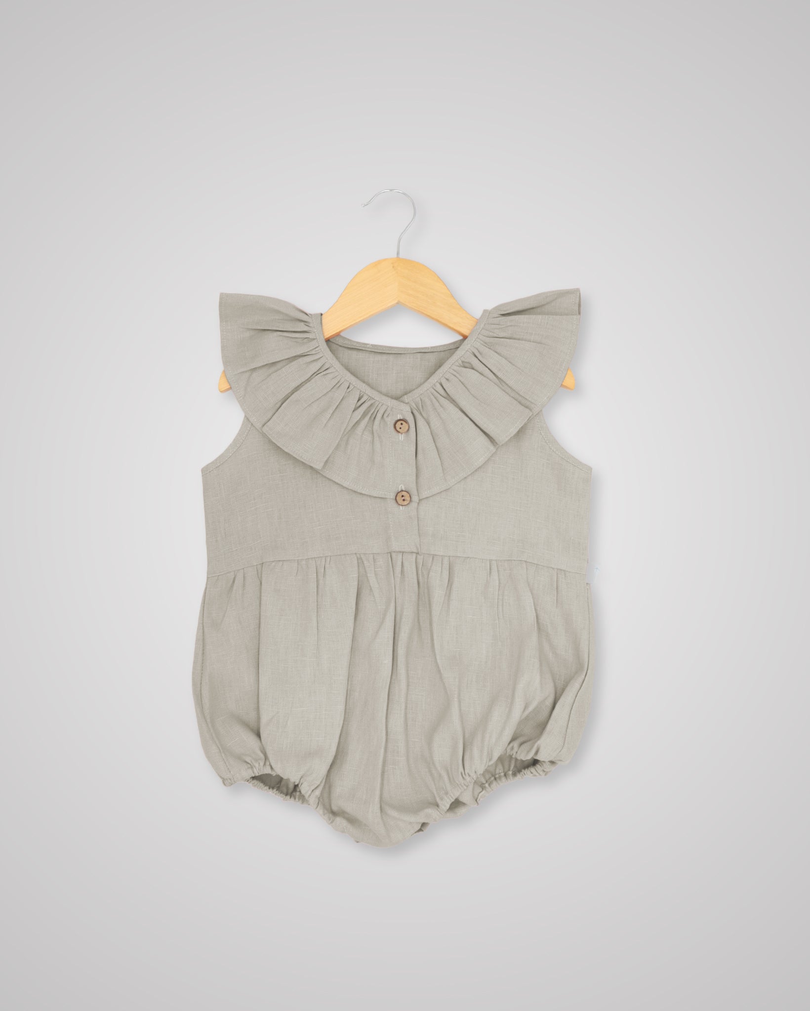 Linen Frill Collar Romper