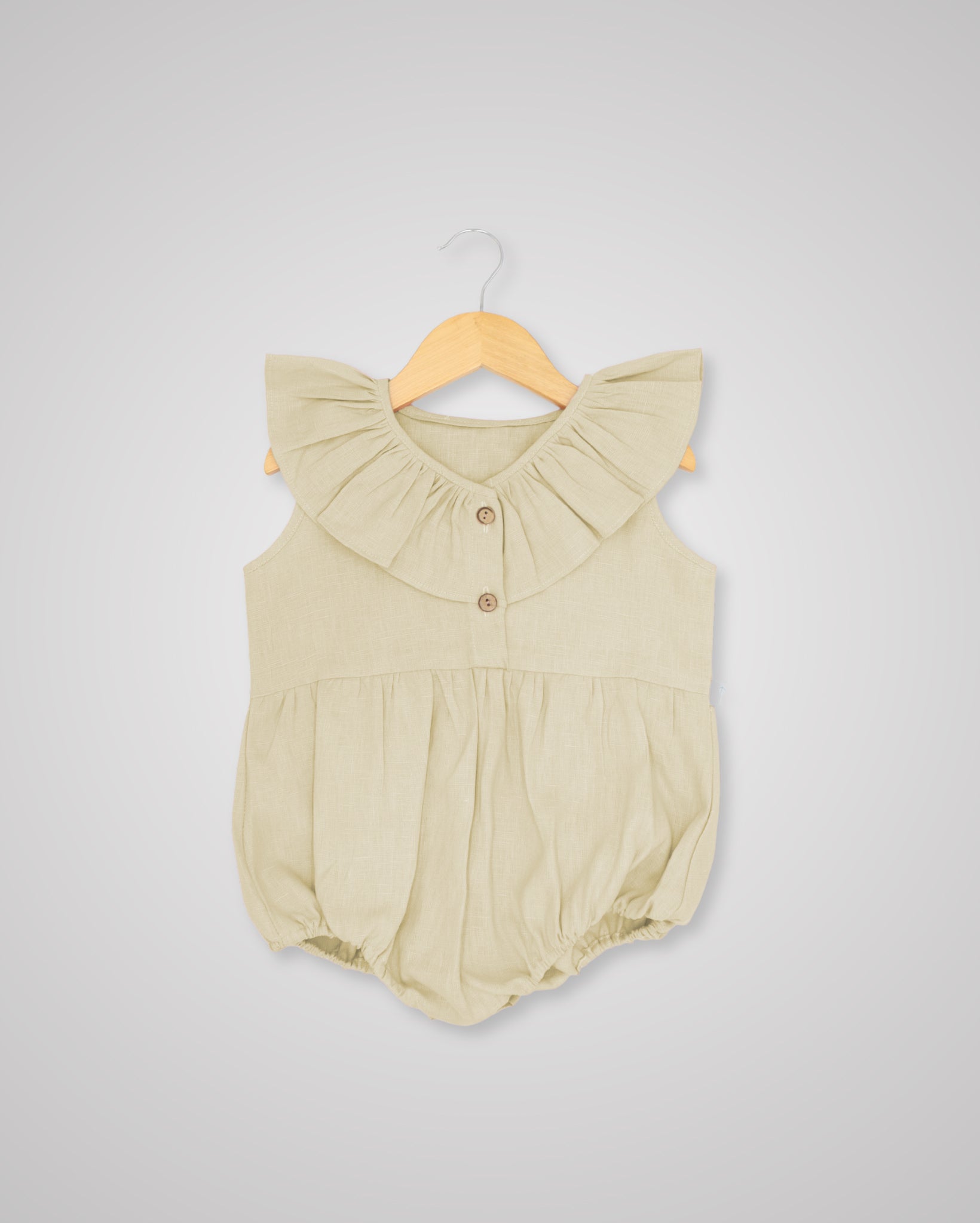 Linen Frill Collar Romper