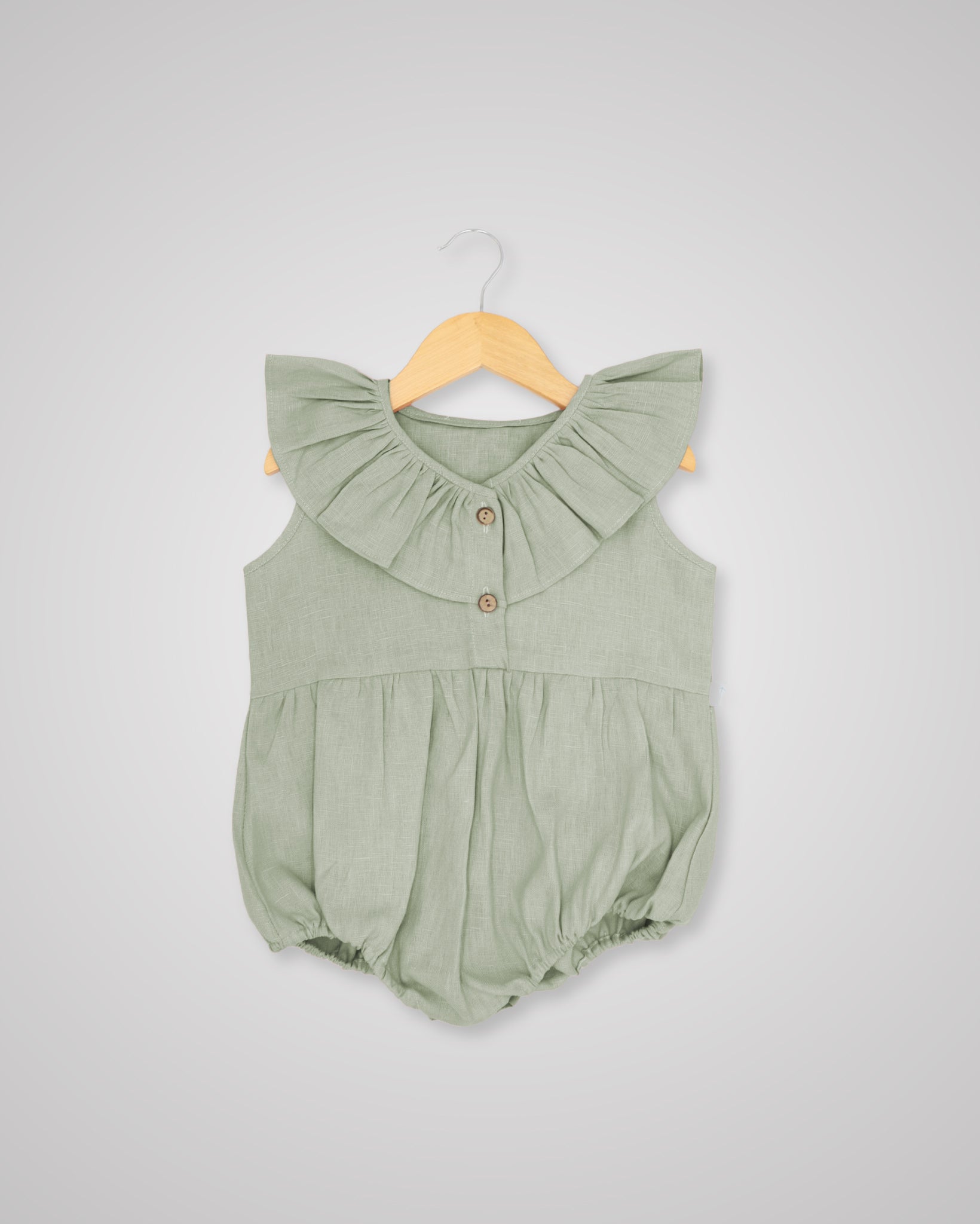 Linen Frill Collar Romper