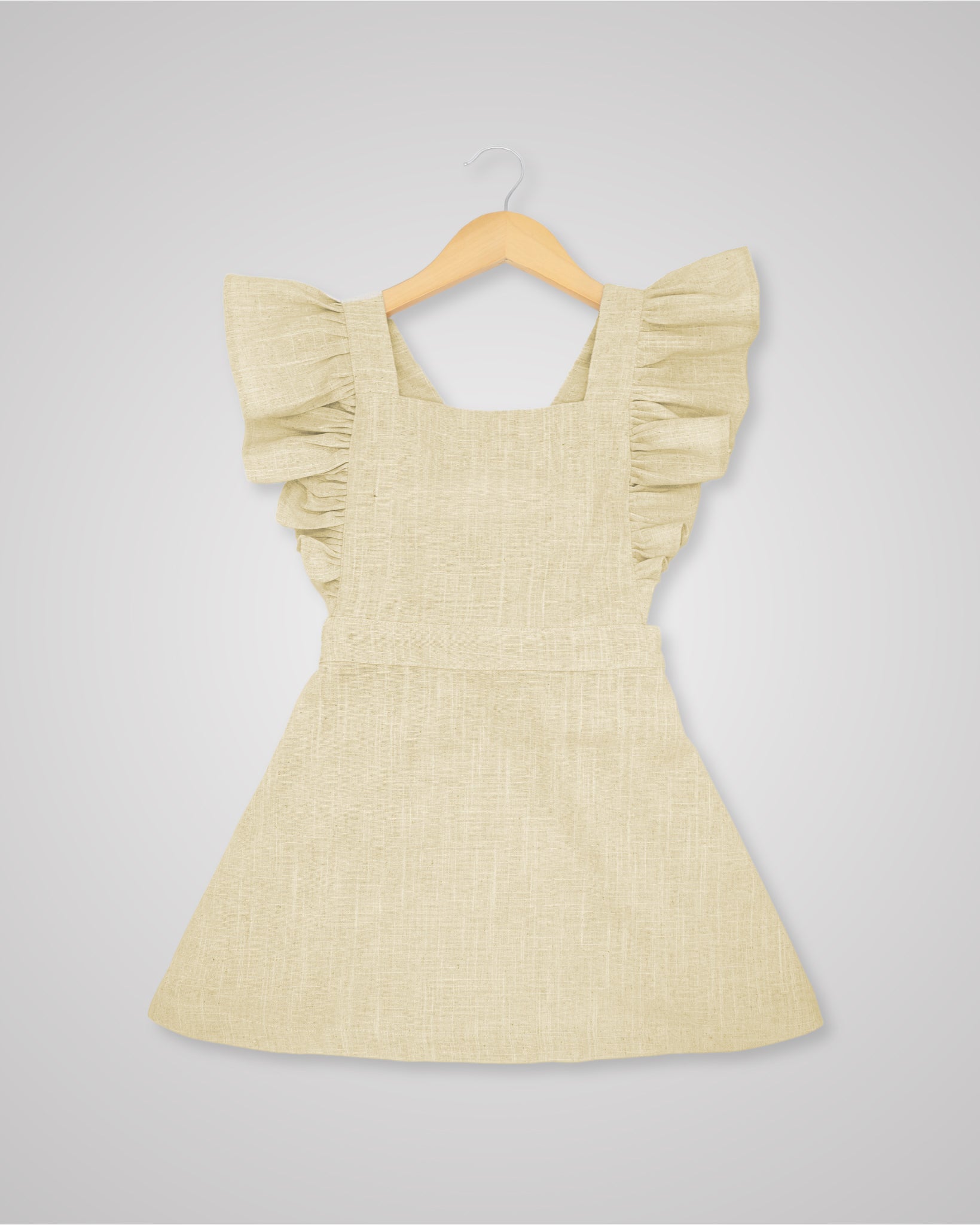 Linen Open Back Frill Dress