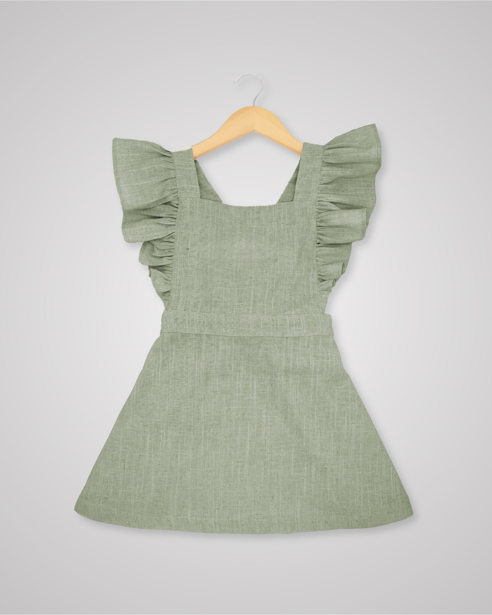 Linen Open Back Frill Dress