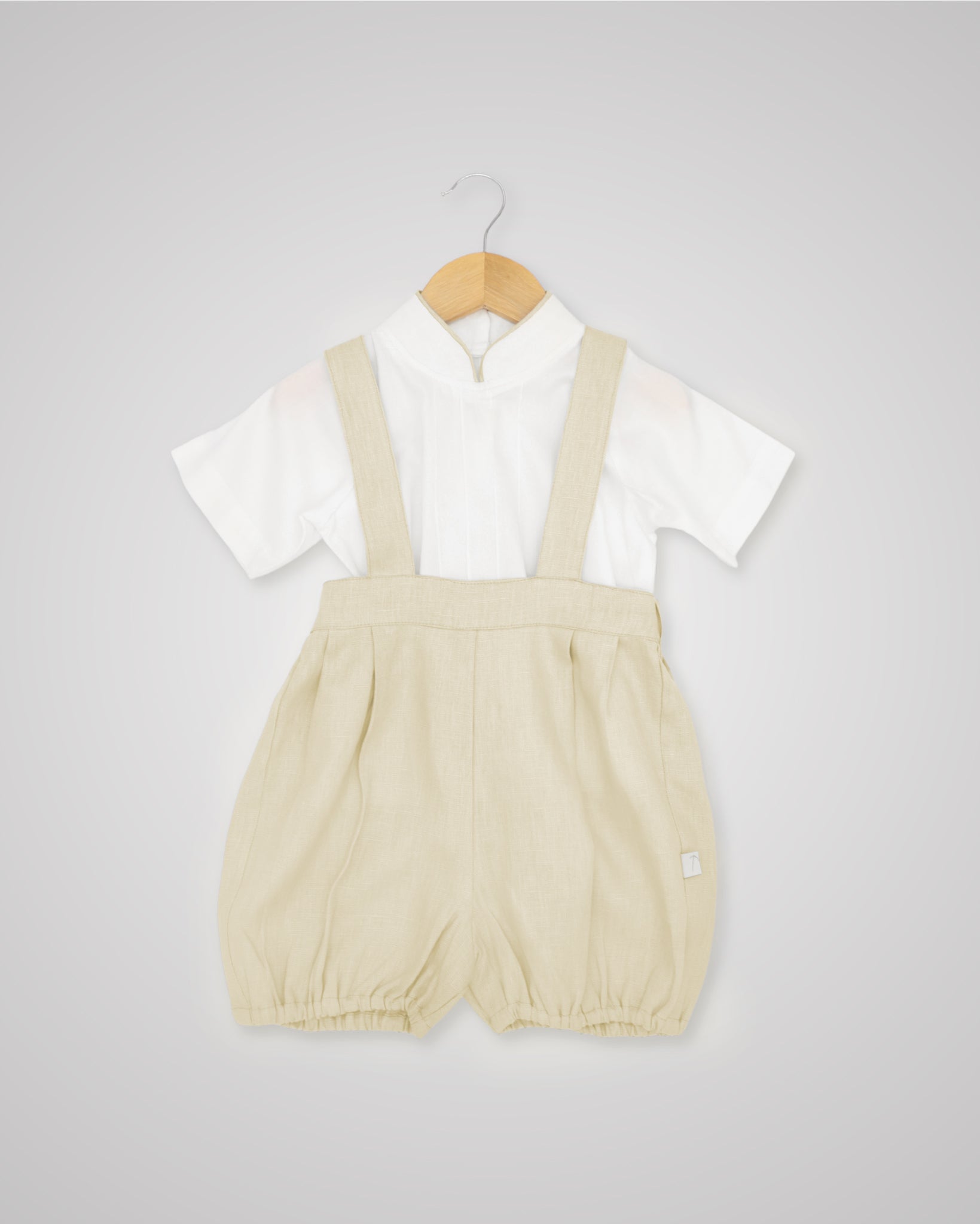 Linen Bloomer Shorts With Braces & Tee Set