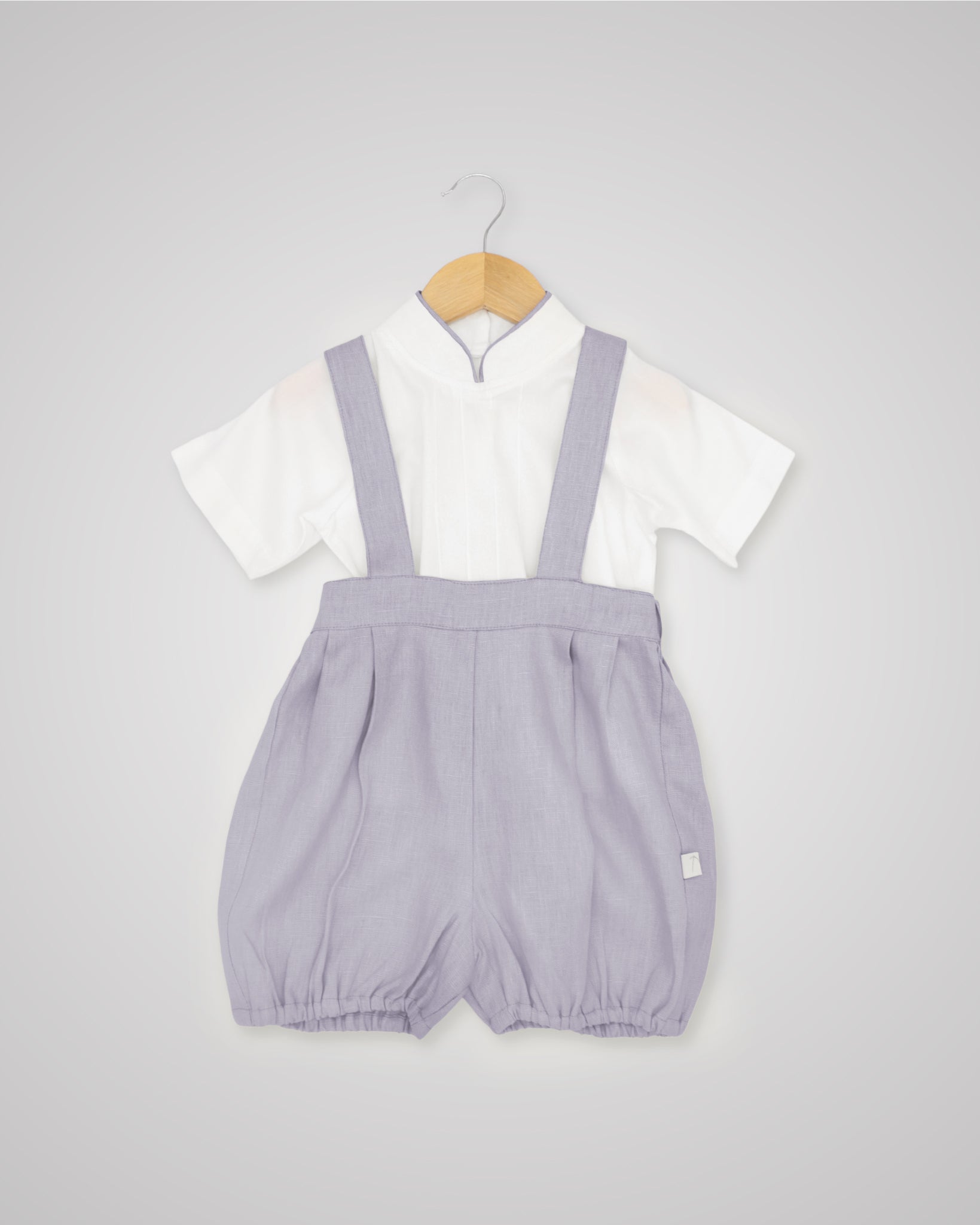 Linen Bloomer Shorts With Braces & Tee Set