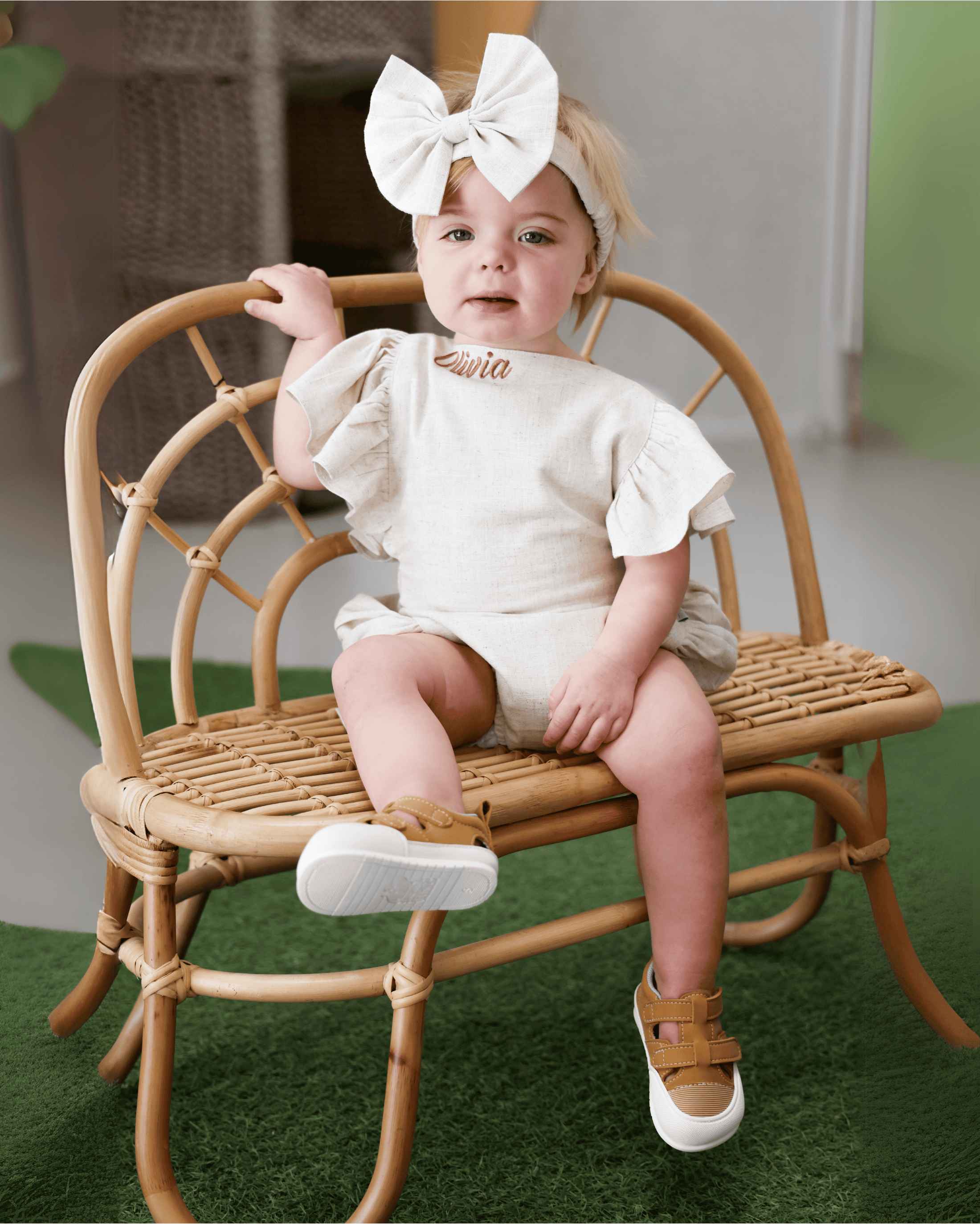 Linen Lilly Bow Romper