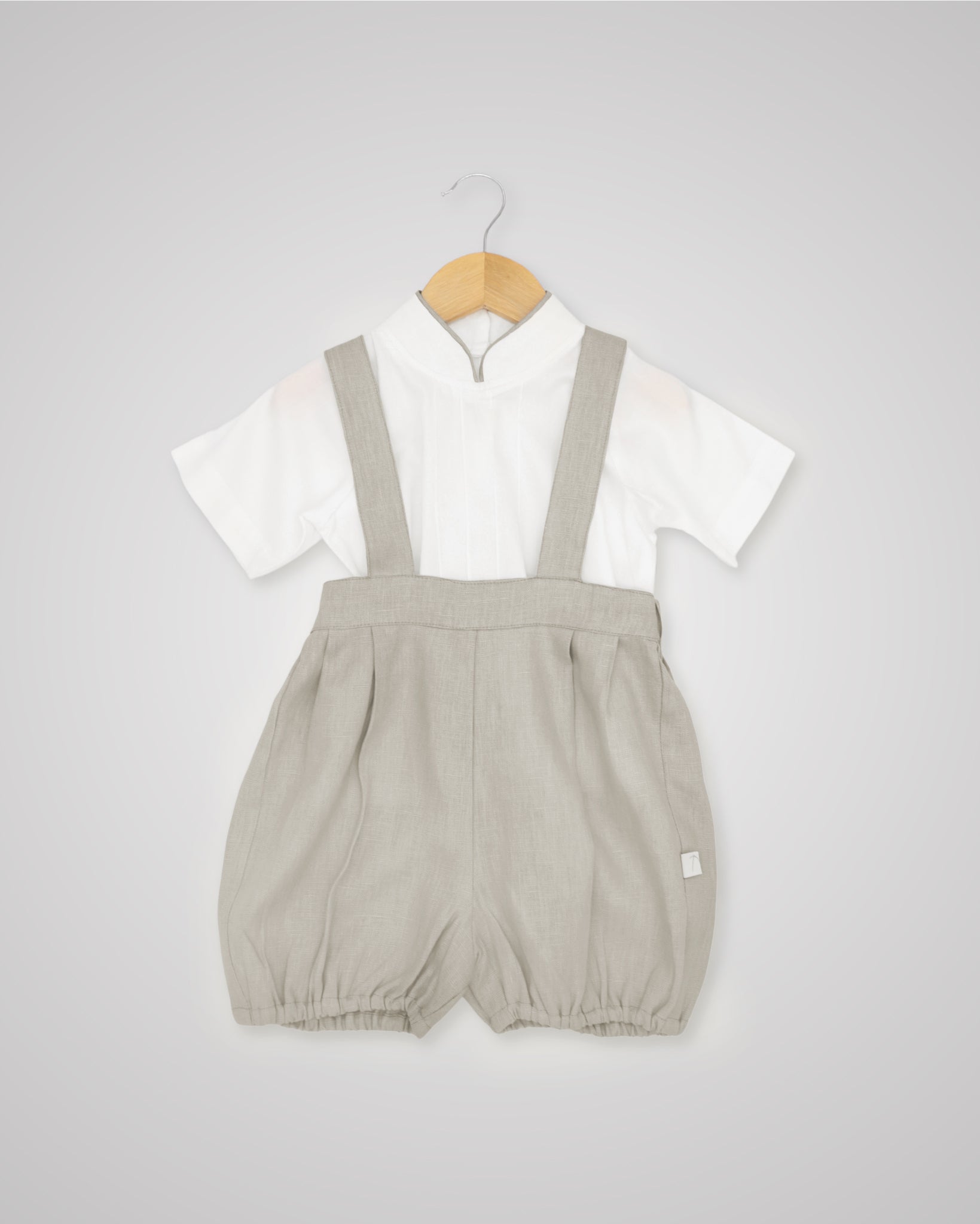 Linen Bloomer Shorts With Braces & Tee Set