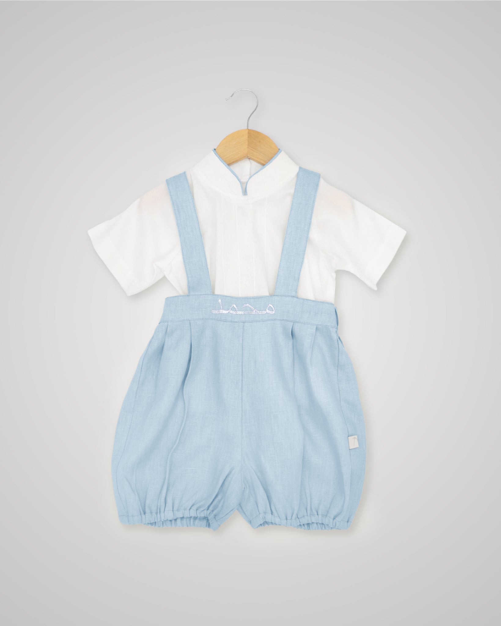 Linen Bloomer Shorts With Braces & Tee Set