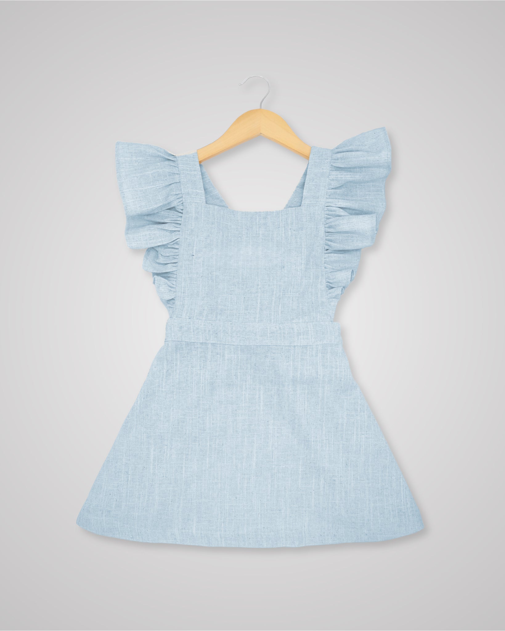 Linen Open Back Frill Dress