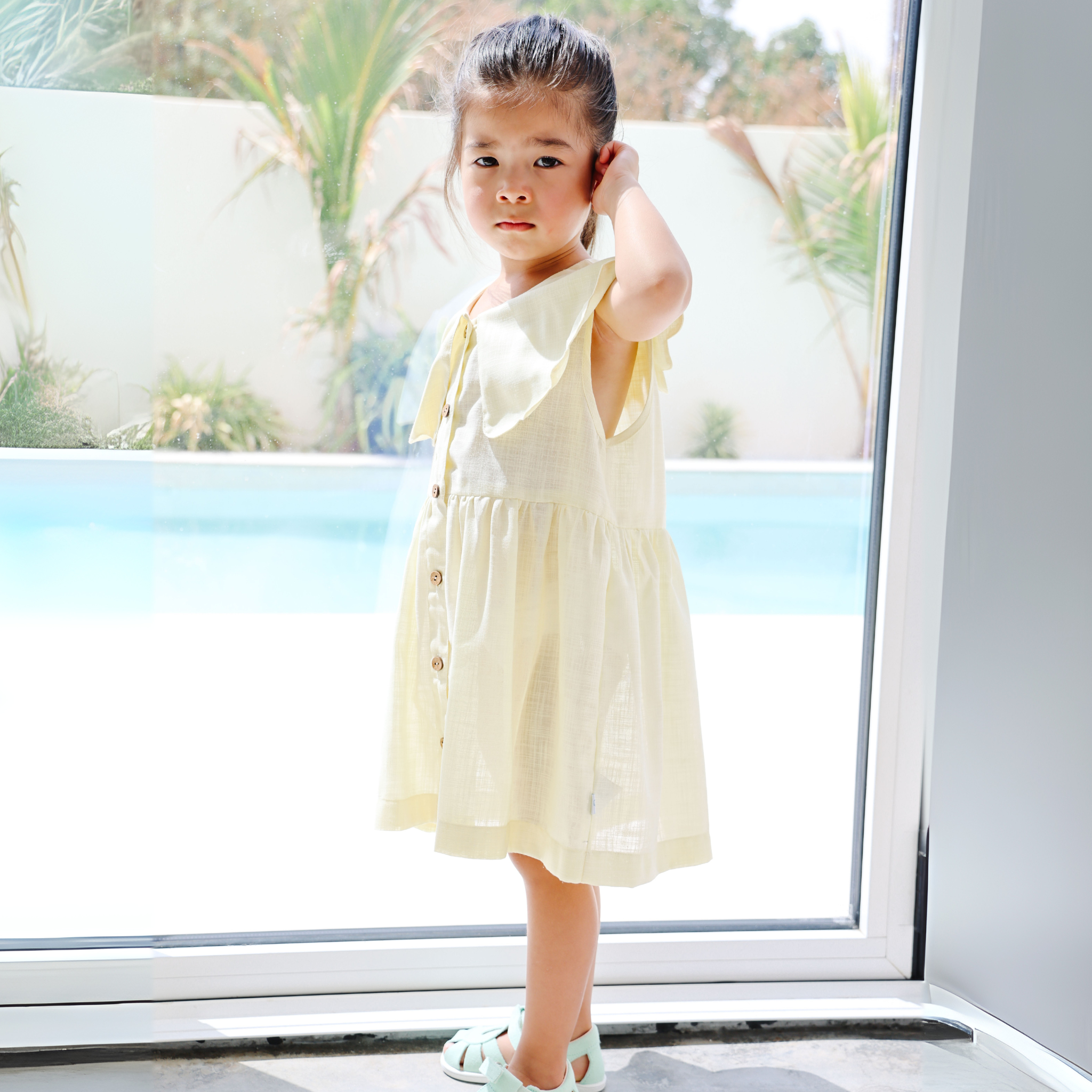 Linen Round Collar Dress