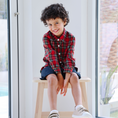 Load image into Gallery viewer, Long-Sleeved Tartan Shirt & Shorts Set
