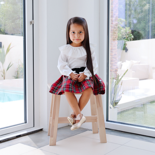 Tartan Skirt & Ruffle Shirt