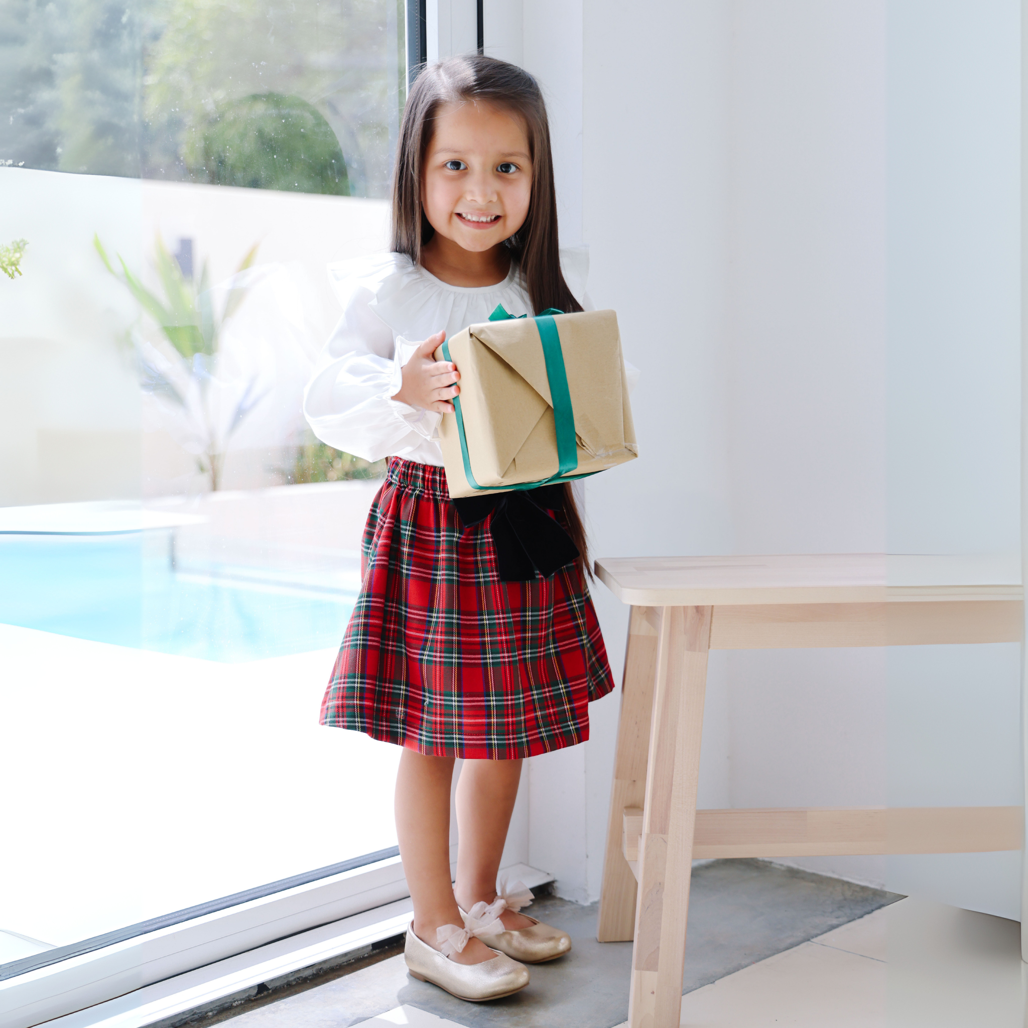 Tartan Skirt & Ruffle Shirt