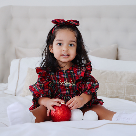 Long-Sleeved Tartan Romper