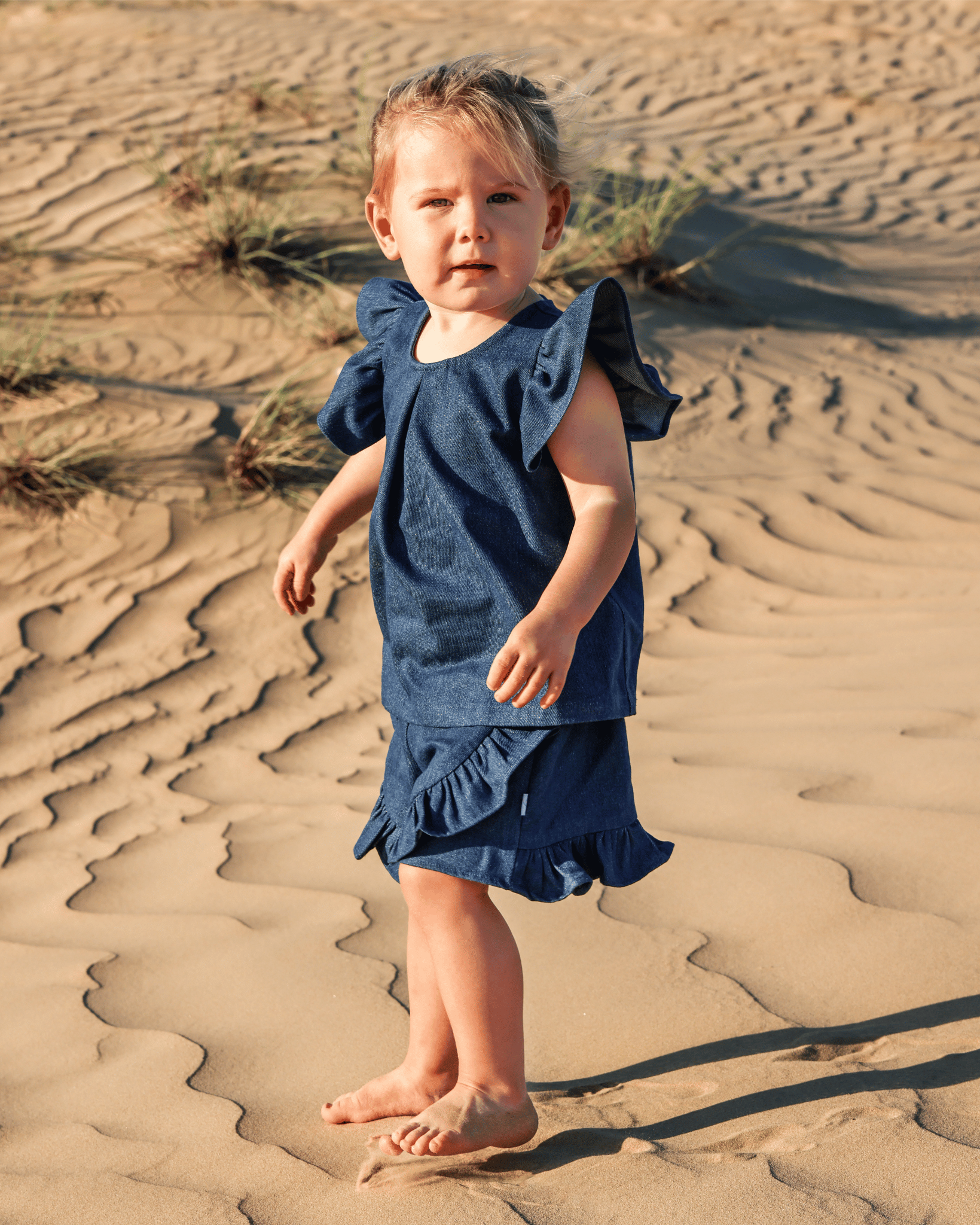 Denim Top & Shorts Set