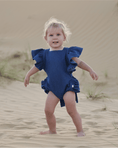 Load image into Gallery viewer, Denim Lilly Bow Romper
