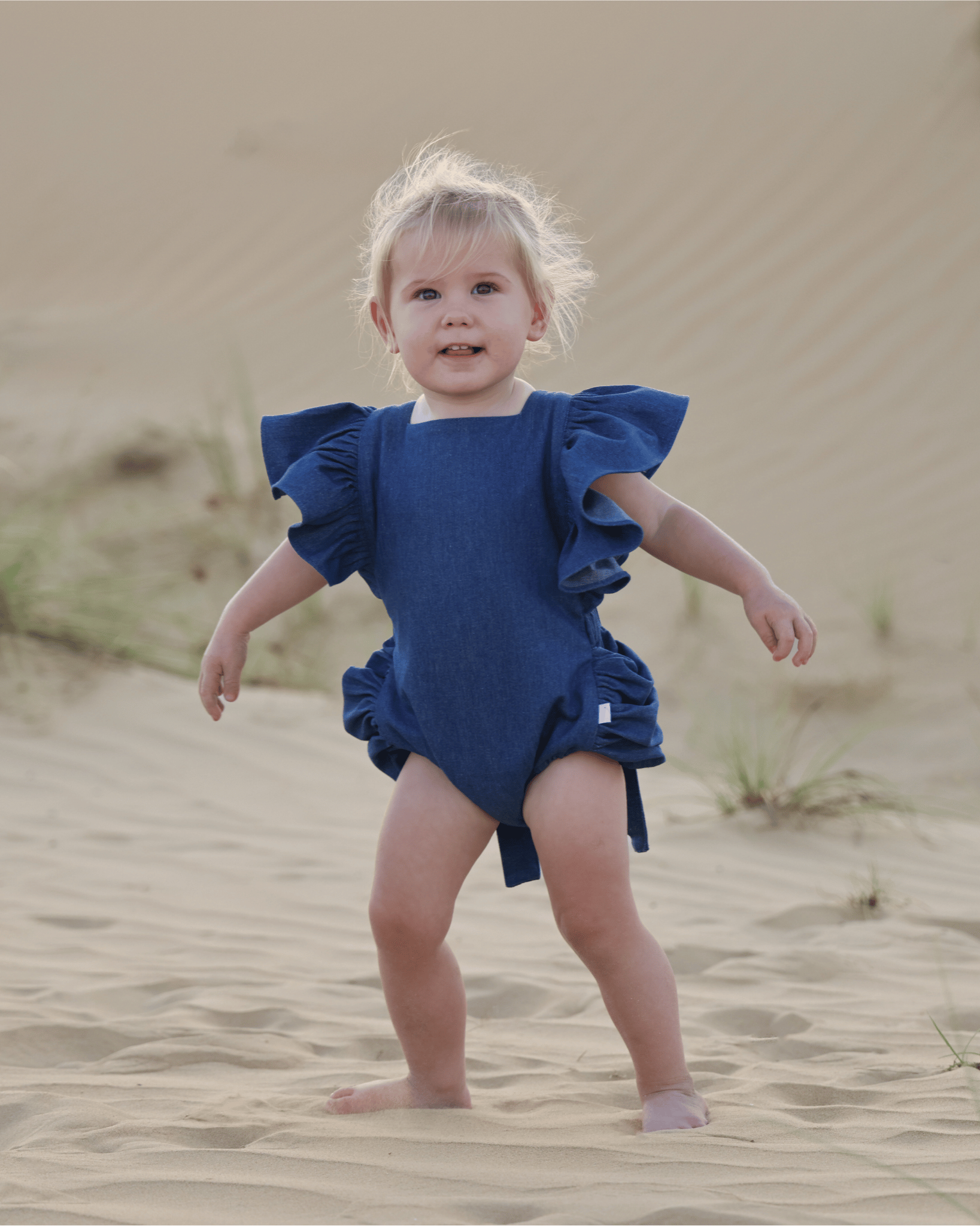 Denim Lilly Bow Romper