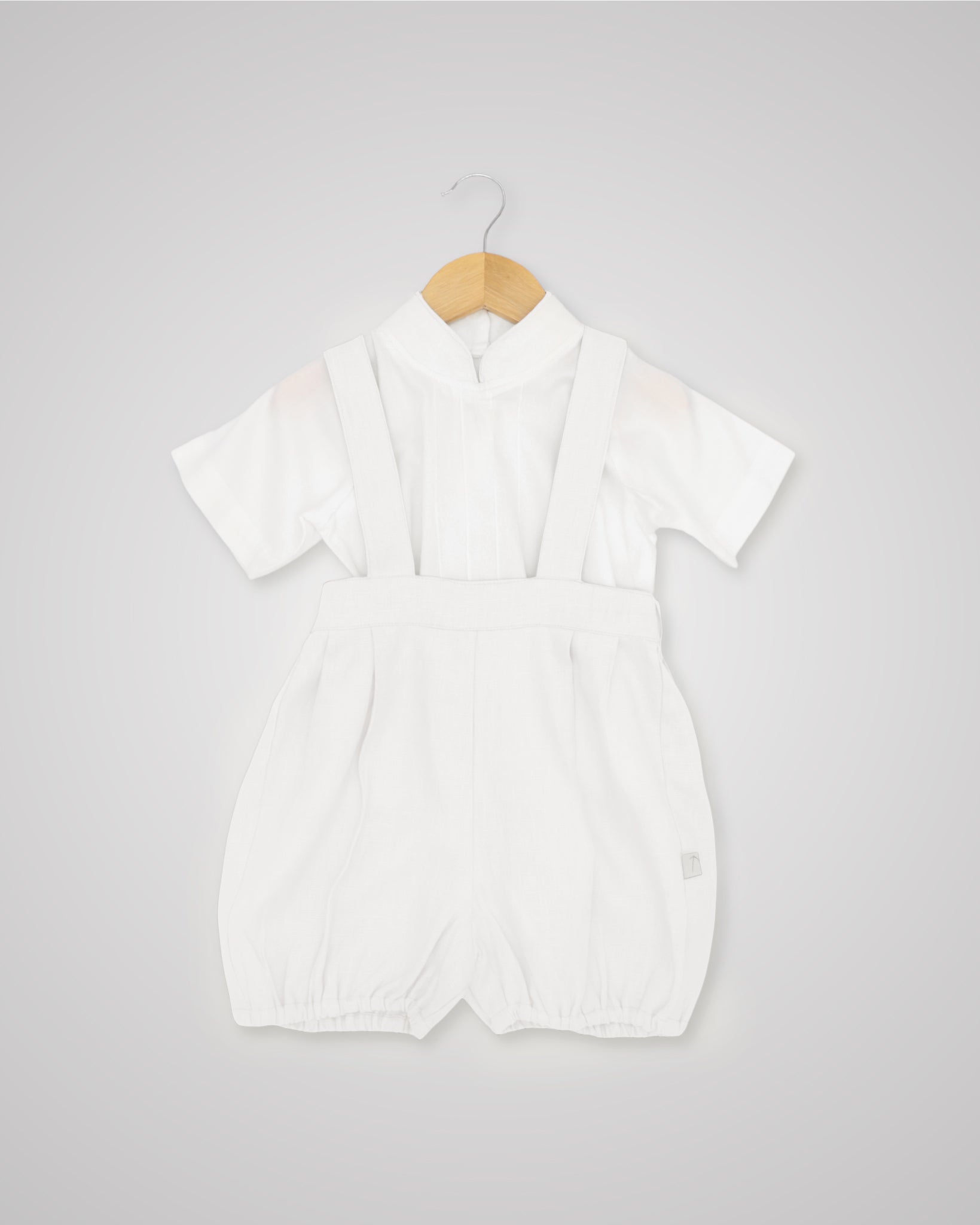 Linen Bloomer Shorts With Braces & Tee Set